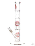 Zob Glass - Mini Straight Tube with 4-Arm Tree Perc and Splash Guard (14") White and Red Left