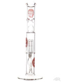 Zob Glass - Mini Straight Tube with 4-Arm Tree Perc and Splash Guard (14") White and Red Back