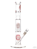 Zob Glass - Mini Straight Tube with 4-Arm Tree Perc and Splash Guard (14") White and Red Right