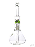 Zob Glass - Wubbler Beaker with Stemless Inline Diffuser and UFO Perc (16") Green and Black Front