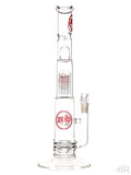 Zob Glass - Stemless Straight Tube with Zobello Diffuser and 8-Arm Tree Perc (18") Red and White
