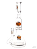 Zob Glass - Stemless Beaker with Zobello Diffuser and UFO Perc (15") Orange and Black Left