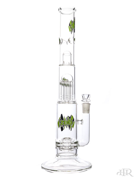 Zob Glass - Stemless Straight Tube with Zobello Diffuser and 8-Arm Tree Perc (18") Green and Black
