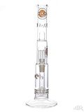 Zob Glass - Stemless Straight Tube with Zobello Diffuser and 8-Arm Tree Perc (18") Orange and Blue Front